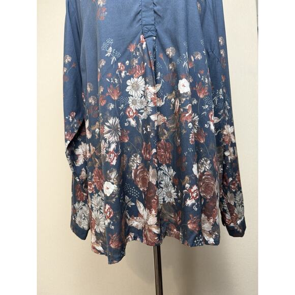 Tolani Collection Tunic Blouse 100% Modal Blue Floral Women’s Sz XL Fairy Boho - Picture 4 of 14